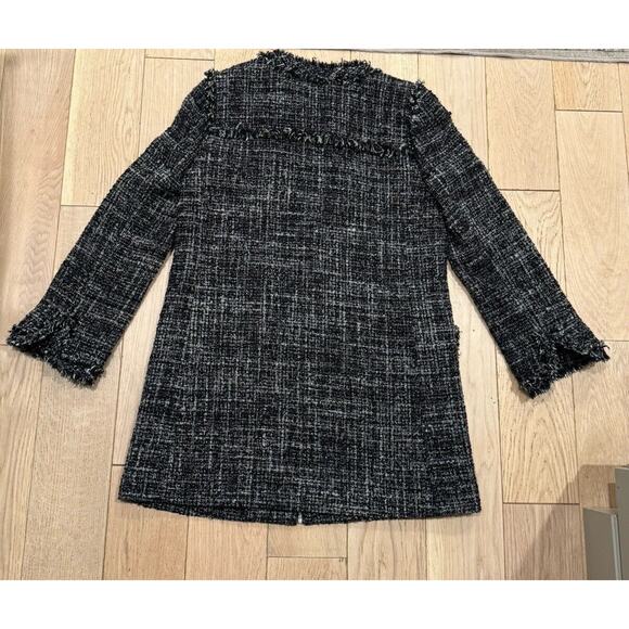 Size 6 J.Crew Tweed Swing Lady Coat Black Wool Blend Fringe Trim Coat MSRP $198 - Picture 12 of 13